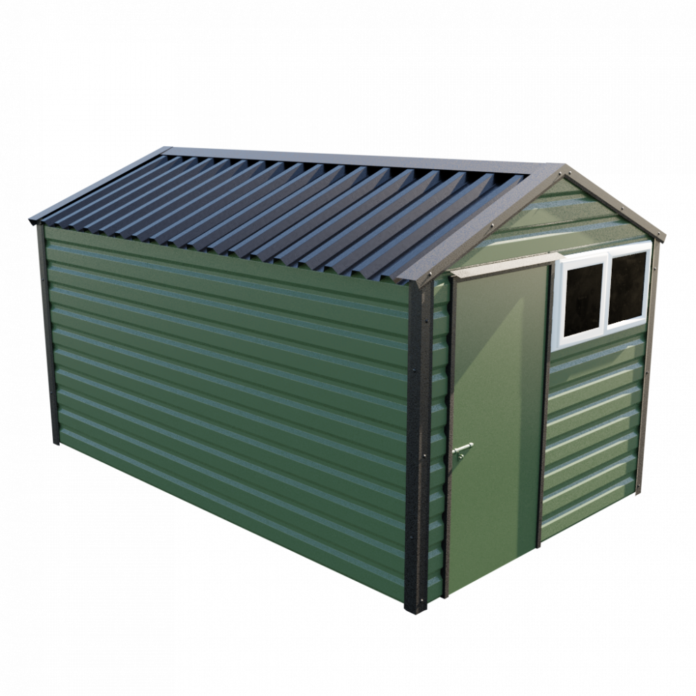 8' x 13'6" Apex Shed - Olive Green