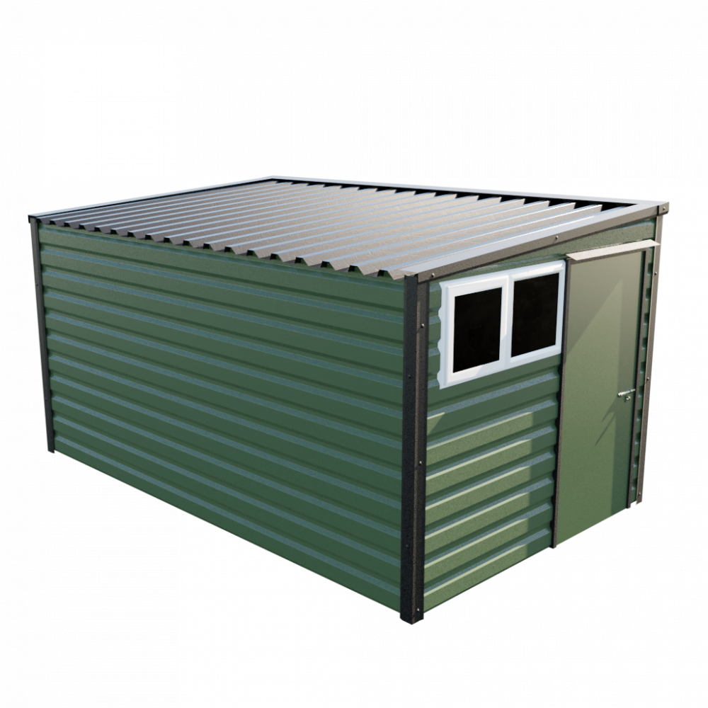 8' x 13'6" Pent Shed - Olive Green