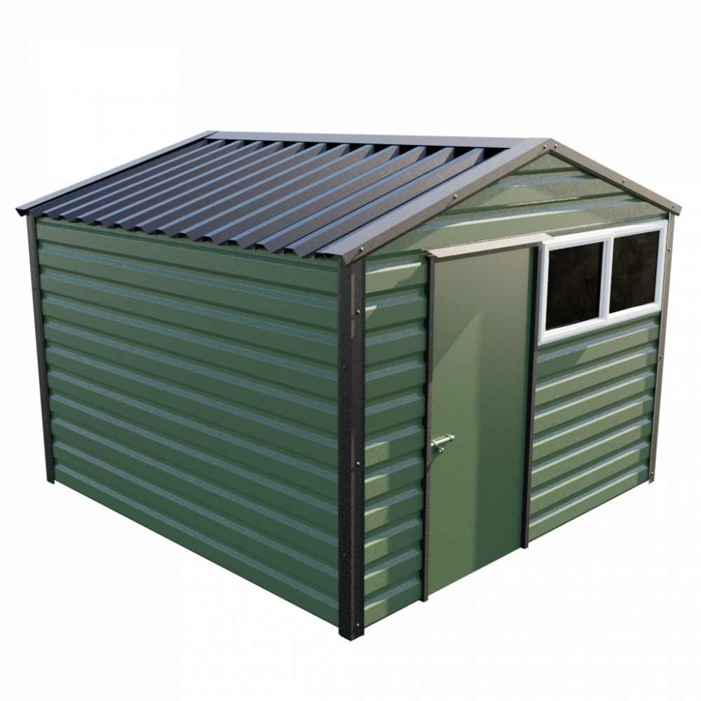 10'2" x 10'2" Apex Shed - Olive Green