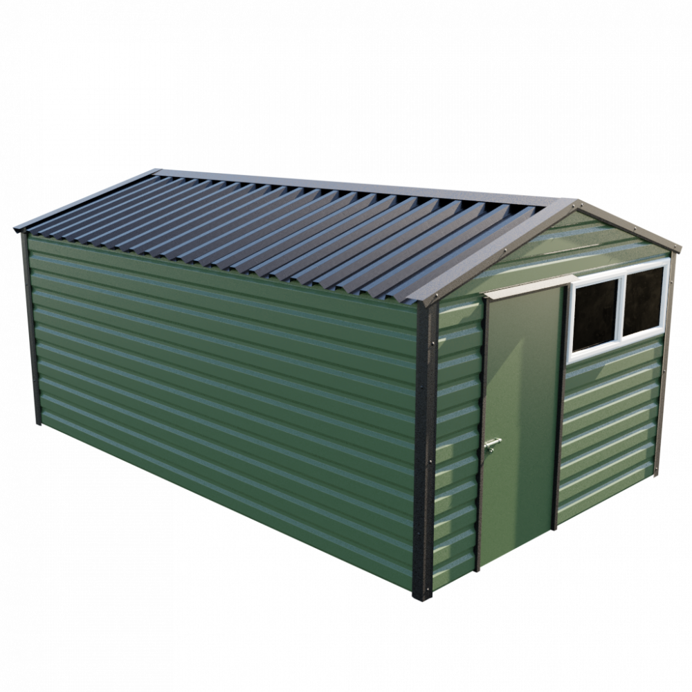 10'2" x 16'9" Apex Shed - Olive Green